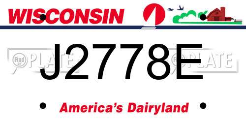J2778E Wisconsin License Plate