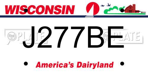 J277BE Wisconsin License Plate