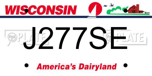 J277SE Wisconsin License Plate
