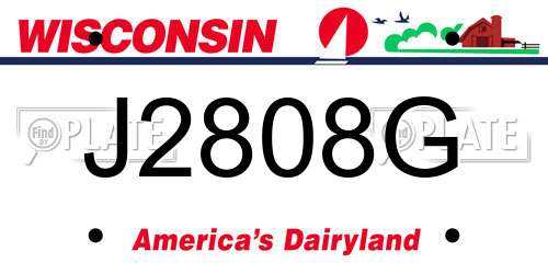 J2808G Wisconsin License Plate