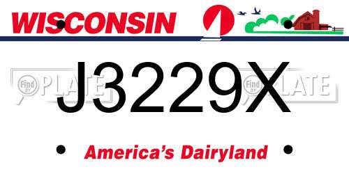 J3229X Wisconsin License Plate