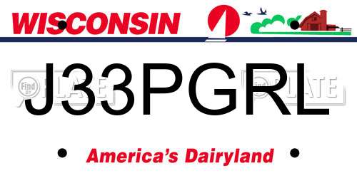 J33PGRL Wisconsin License Plate