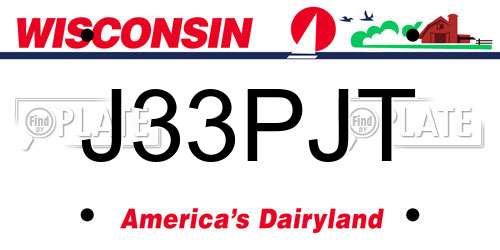 J33PJT Wisconsin License Plate