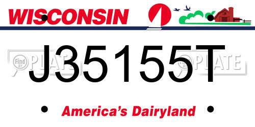 J35155T Wisconsin License Plate