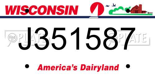 J351587 Wisconsin License Plate