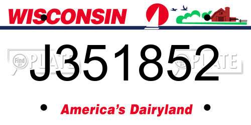 J351852 Wisconsin License Plate