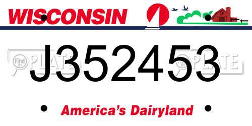 J352453 Wisconsin License Plate