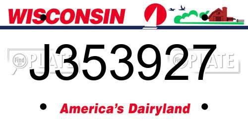 J353927 Wisconsin License Plate
