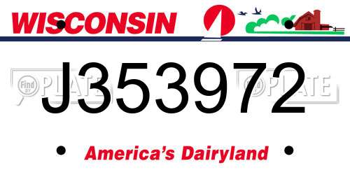 J353972 Wisconsin License Plate