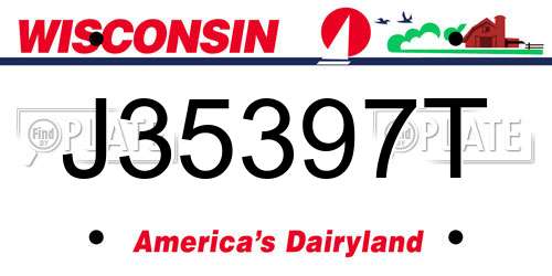 J35397T Wisconsin License Plate