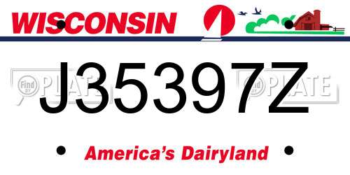 J35397Z Wisconsin License Plate