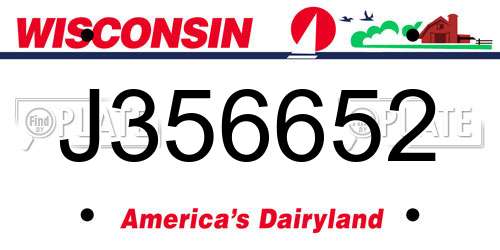 J356652 Wisconsin License Plate