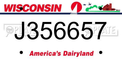 J356657 Wisconsin License Plate