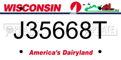 J35668T Wisconsin License Plate