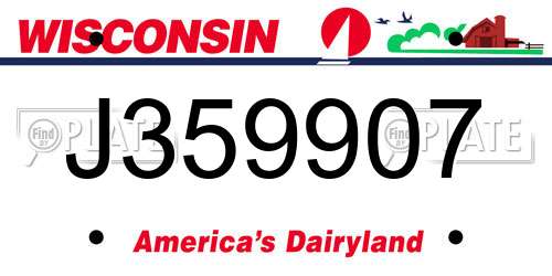 J359907 Wisconsin License Plate
