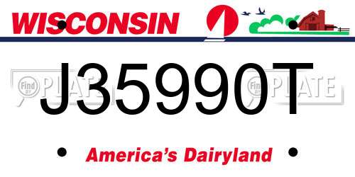 J35990T Wisconsin License Plate