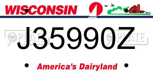 J35990Z Wisconsin License Plate