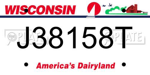J38158T Wisconsin License Plate