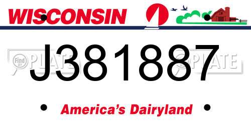 J381887 Wisconsin License Plate