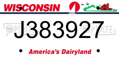J383927 Wisconsin License Plate