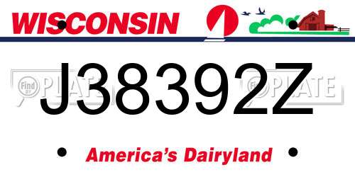 J38392Z Wisconsin License Plate