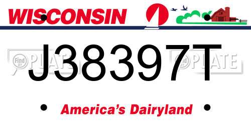 J38397T Wisconsin License Plate