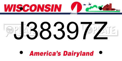 J38397Z Wisconsin License Plate