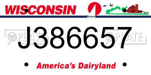 J386657 Wisconsin License Plate