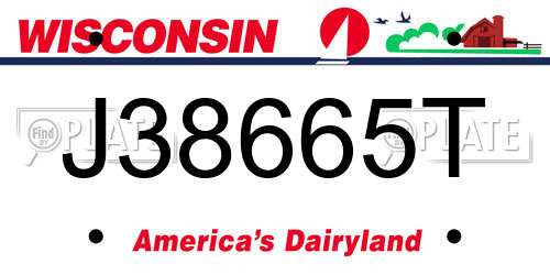 J38665T Wisconsin License Plate