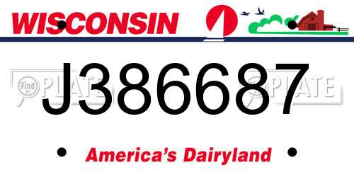 J386687 Wisconsin License Plate
