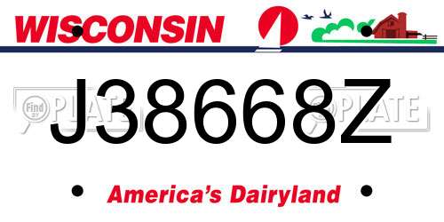 J38668Z Wisconsin License Plate