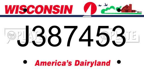 J387453 Wisconsin License Plate