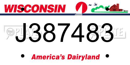 J387483 Wisconsin License Plate