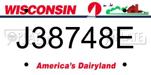 J38748E Wisconsin License Plate