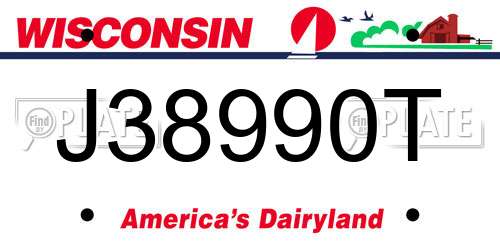 J38990T Wisconsin License Plate