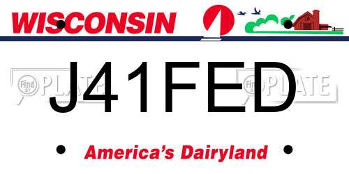 J41FED Wisconsin License Plate