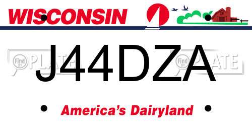 J44DZA Wisconsin License Plate