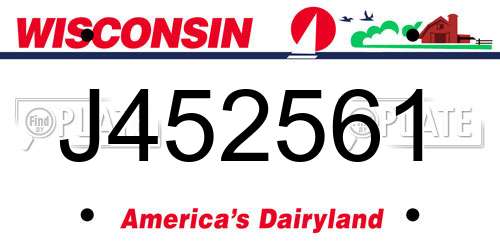 J452561 Wisconsin License Plate
