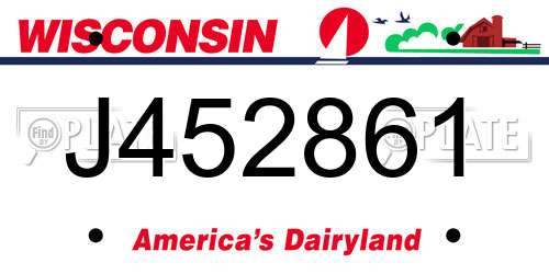 J452861 Wisconsin License Plate