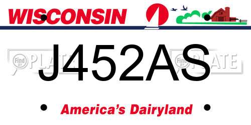 J452AS Wisconsin License Plate