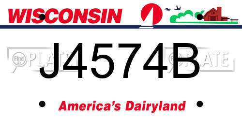 J4574B Wisconsin License Plate