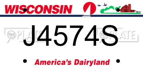 J4574S Wisconsin License Plate