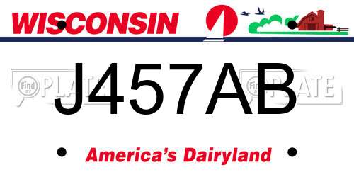 J457AB Wisconsin License Plate