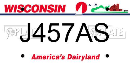 J457AS Wisconsin License Plate