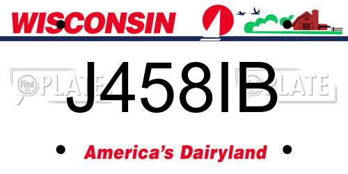 J458IB Wisconsin License Plate