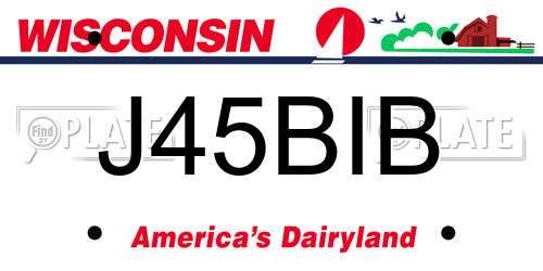 J45BIB Wisconsin License Plate