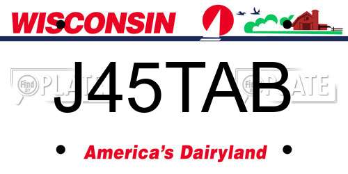 J45TAB Wisconsin License Plate