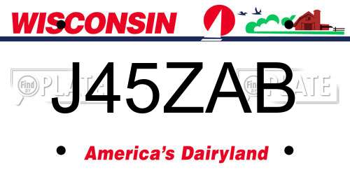 J45ZAB Wisconsin License Plate