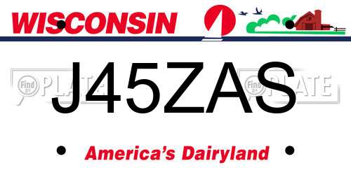 J45ZAS Wisconsin License Plate