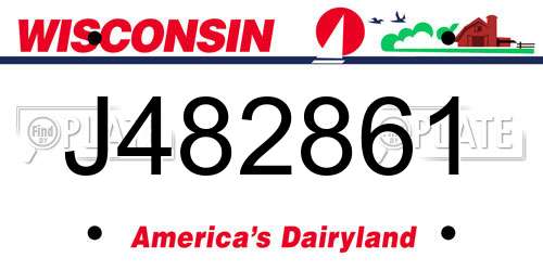 J482861 Wisconsin License Plate